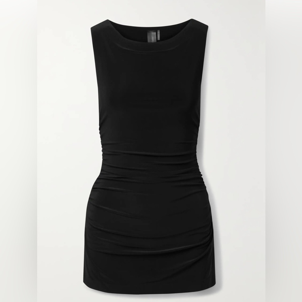 Norma Kamali Black Ruched Bodycon Mini Dress